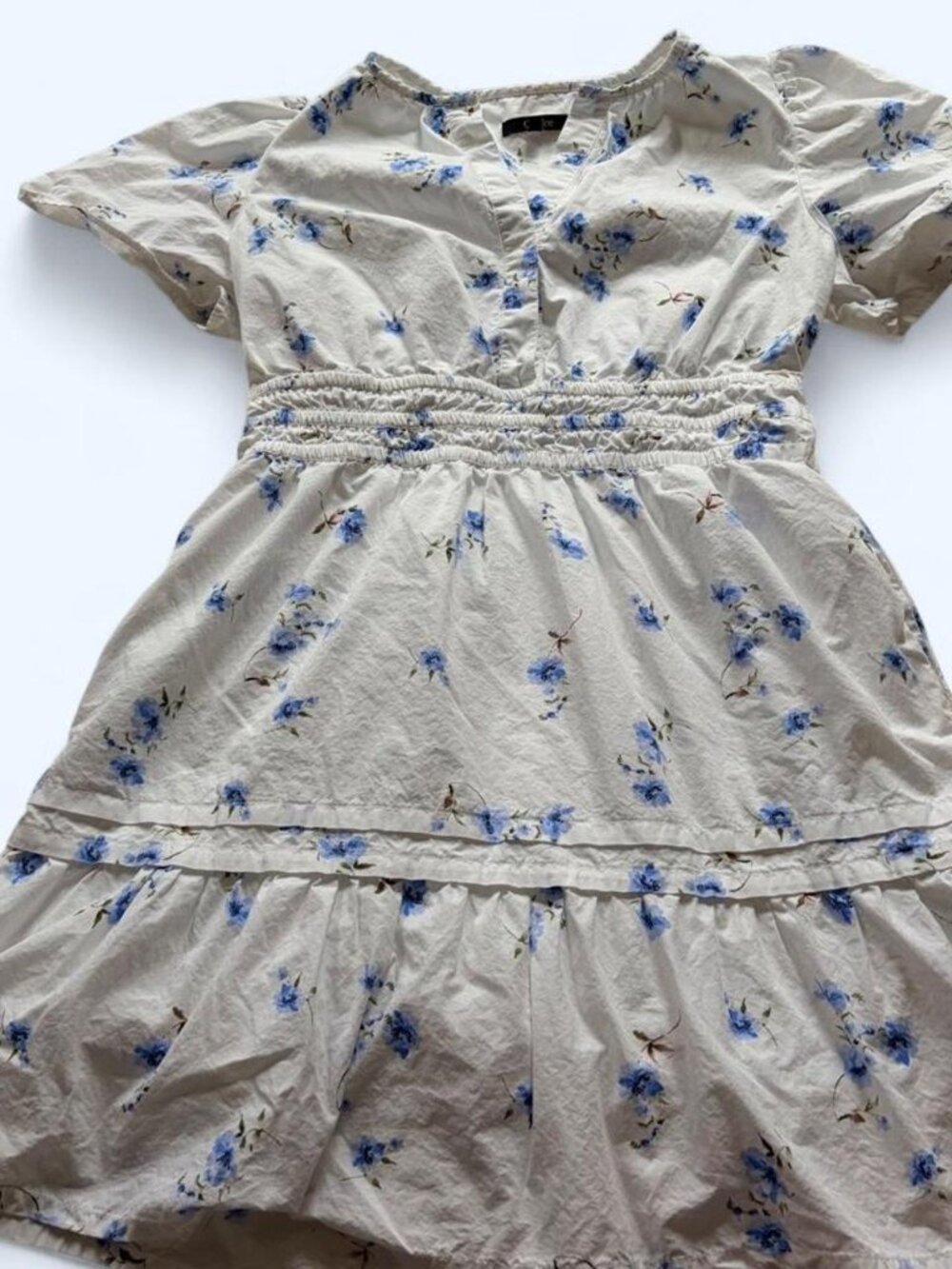 Quince 100% Organic Cotton Floral Smocked Mini Dress XS
